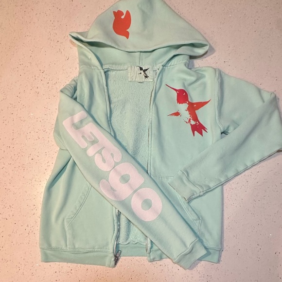 Freecity zip up hoodie with “Let’s Go” sleeve / GUC - Picture 15 of 16